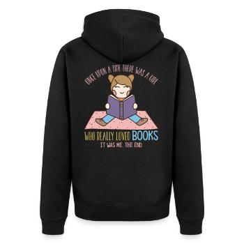 Reading book bookworm librarian author gift - Unisex Premium Organic Zip Hoodie - black - Back - Nico (187cm)