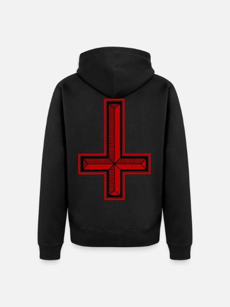 Saatanan symboli ristipentagrammin lahja - Premium unisex luomu-huppari vetoketjulla - musta