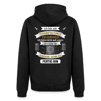 Veranstaltungstechniker Tontechniker Geschenk - Unisex Premium Bio Zip Hoodie - Schwarz - Hinten - Nico (187cm)