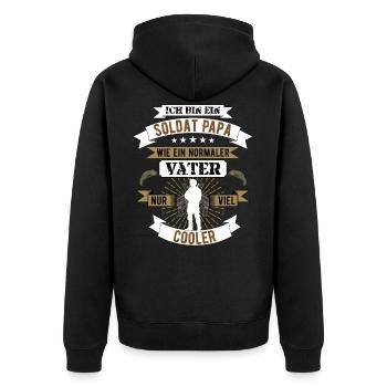 Bundeswehr Soldat Papa Vater Männer Geschenk - Unisex Premium Bio Zip Hoodie - Schwarz - Hinten - Nico (187cm)