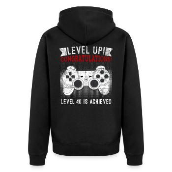 40 Birthday Level Up 40 Gaming Console - Unisex Premium Organic Zip Hoodie - black - Back - Nico (187cm)