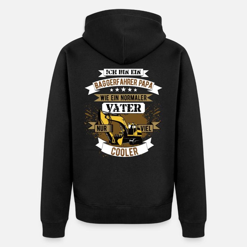 Baggerfahrer Papa Bagger Bauarbeiter Geschenk - Unisex Premium Bio Zip Hoodie - Schwarz