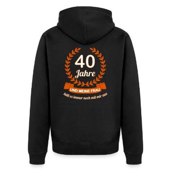 40. Hochzeitstag Jahrestag Ehemann Geschenk - Unisex Premium Bio Zip Hoodie - Schwarz - Hinten - Nico (187cm)