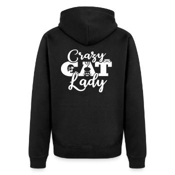 Crazy Cat Lady Frauen Katzen Katzenmama - Unisex Premium Bio Zip Hoodie - Schwarz - Hinten - Nico (187cm)