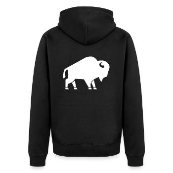 Bison Icon White - Unisex Premium Organic Zip Hoodie - black - Back - Nico (187cm)