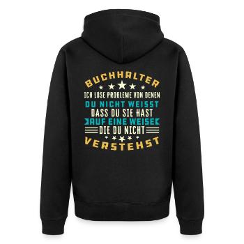 Buchhalter Buchhalter Buchhaltung - Unisex Premium Bio Zip Hoodie - Schwarz - Hinten - Nico (187cm)