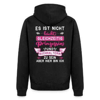 Buchhalter Buchhalter Buchhaltung - Unisex Premium Bio Zip Hoodie - Schwarz - Hinten - Nico (187cm)