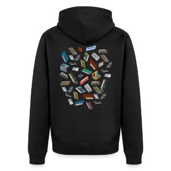 Synthesizer Pixel Art.-Nr. - Unisex Premium Bio Zip Hoodie - Schwarz - Hinten - Nico (187cm)