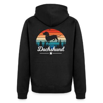 Vintage Dackel Retro Hunde Dackelliebhaber - Unisex Premium Bio Zip Hoodie - Schwarz - Hinten - Nico (187cm)