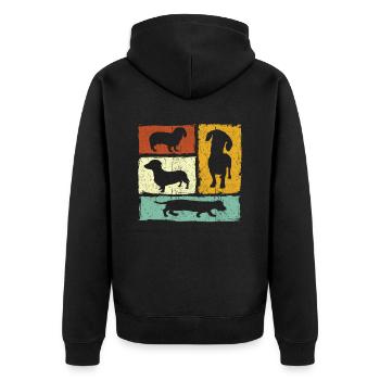 Dachshund Dog Vintage Retro Gift - Unisex Premium Organic Zip Hoodie - black - Back - Nico (187cm)