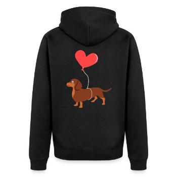 Teckel avec cadeau d'amant de chien ballon - Veste à capuche bio Premium Unisexe - noir - Dos - Nico (187cm)