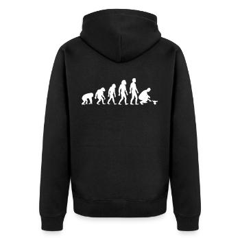 Pilzsammler Pilze Wald Evolutions Design Geschenk - Unisex Premium Bio Zip Hoodie - Schwarz - Hinten - Nico (187cm)