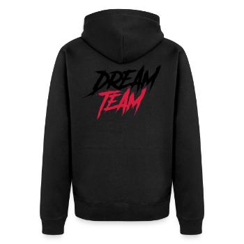 dream team - Unisex Premium Organic Zip Hoodie - black - Back - Nico (187cm)