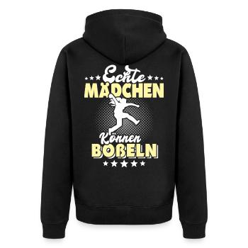 Bosseln Geschenk Boßeln Echte Mädchen - Unisex Premium Bio Zip Hoodie - Schwarz - Hinten - Nico (187cm)