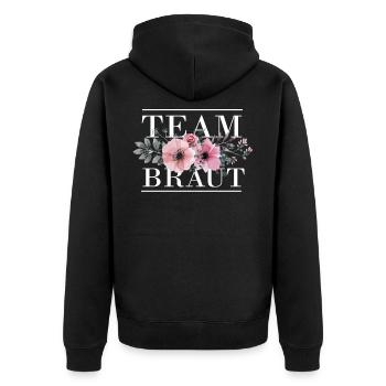 Team Braut JGA Junggesellinnenabschied Blumen - Unisex Premium Bio Zip Hoodie - Schwarz - Hinten - Nico (187cm)