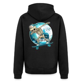 Dabbing Skeleton with skateboard - Skater Skeleton - Unisex Premium Organic Zip Hoodie - black - Back - Nico (187cm)