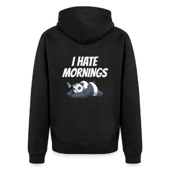 Je déteste les matins panda ours panda disant cadeau - Veste à capuche bio Premium Unisexe - noir - Dos - Nico (187cm)