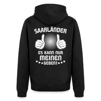 Saarländer Saarländerin Geschenk Saarland - Unisex Premium Bio Zip Hoodie - Schwarz - Hinten - Nico (187cm)