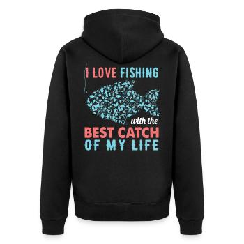 Pêche pêcheur pêche pêcheur poisson canne à pêche cadeau - Veste à capuche bio Premium Unisexe - noir - Dos - Nico (187cm)