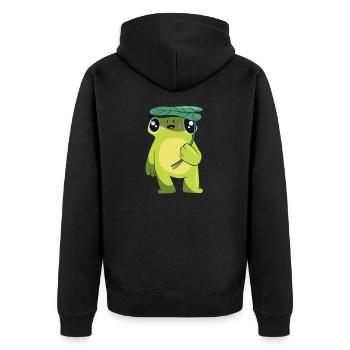 Frog Frogs Fun Animal Motif Frog Motif Leaf - Unisex Premium Organic Zip Hoodie - black - Back - Nico (187cm)