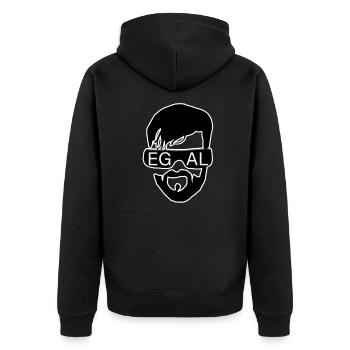EGAL! Ihm ist einfach alles Egal steuern - Unisex Premium Bio Zip Hoodie - Schwarz - Hinten - Nico (187cm)