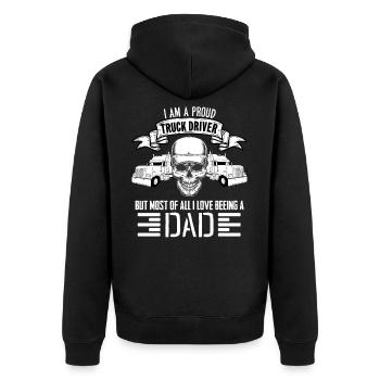 Je suis un fier chauffeur de camion mais je suis plus papa - Veste à capuche bio Premium Unisexe - noir - Dos - Nico (187cm)