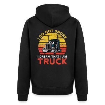 I do not snore i deam that i am truck - Unisex Premium Bio Zip Hoodie - Schwarz - Hinten - Nico (187cm)