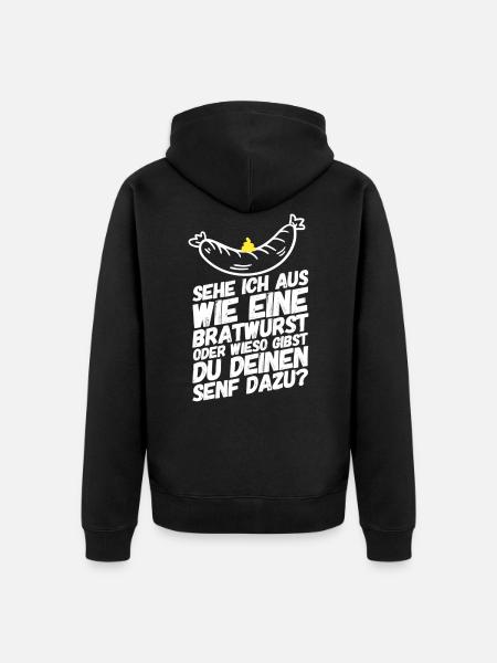 Bratwurst Senf Sprüche - Unisex Premium Bio Zip Hoodie - Schwarz