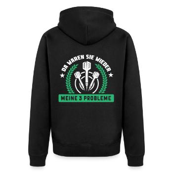 Dart Darts Bullseye Dartspieler Dartboard Geschenk - Unisex Premium Bio Zip Hoodie - Schwarz - Hinten - Nico (187cm)