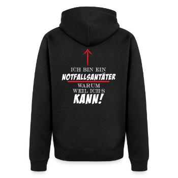 Ich bin ein Notfallsanitäter - Unisex Premium Bio Zip Hoodie - Schwarz - Hinten - Nico (187cm)