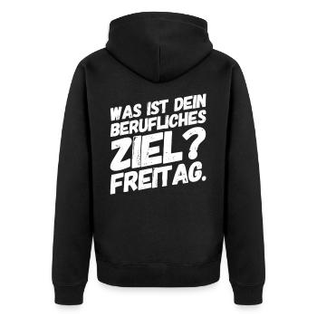 Bürohumor Freitag Lustiger Spruch - Unisex Premium Bio Zip Hoodie - Schwarz - Hinten - Nico (187cm)