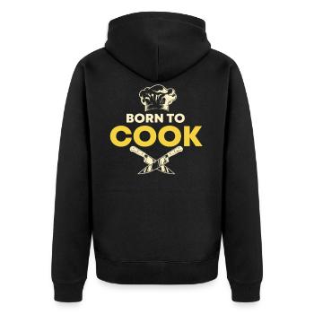 Born To Cook Hobby Chef Chef Kitchen - Unisex Premium Organic Zip Hoodie - black - Back - Nico (187cm)