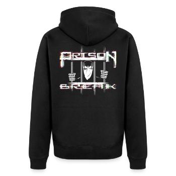 Prison Break Gangster - Unisex Premium Bio Zip Hoodie - Schwarz - Hinten - Nico (187cm)