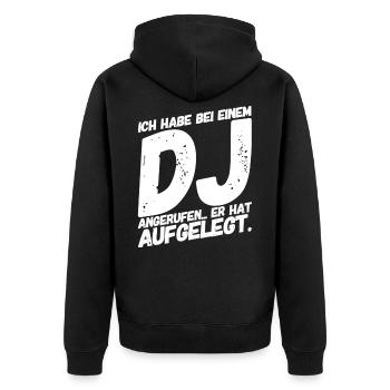 Kinderwitze Lustige Sprüche DJ - Unisex Premium Bio Zip Hoodie - Schwarz - Hinten - Nico (187cm)
