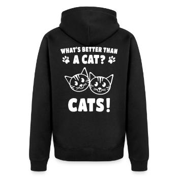 Katze Katzenspruch Katzen Katzensprüche - Unisex Premium Bio Zip Hoodie - Schwarz - Hinten - Nico (187cm)