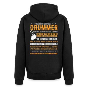 Drums Drummer Drummer Drums Gift - Veste à capuche bio Premium Unisexe - noir - Dos - Nico (187cm)