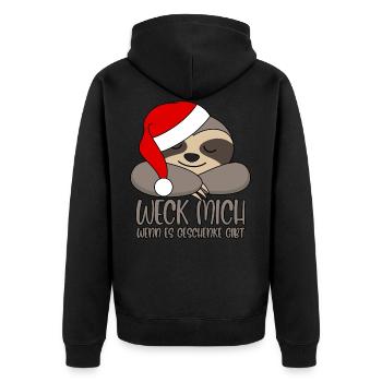 Paresseux Réveille-moi quand il y a des cadeaux - Veste à capuche bio Premium Unisexe - noir - Dos - Nico (187cm)