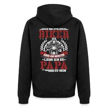 Motorcycle dad biker father saying gift - Unisex Premium Organic Zip Hoodie - black - Back - Nico (187cm)