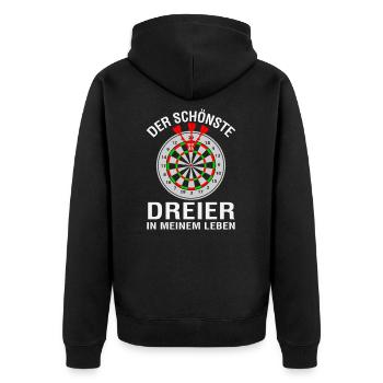 Dart Darts Bullseye Dartspieler Dartboard Geschenk - Unisex Premium Bio Zip Hoodie - Schwarz - Hinten - Nico (187cm)
