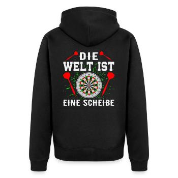 Dart Darts Bullseye Dartspieler Dartboard Geschenk - Unisex Premium Bio Zip Hoodie - Schwarz - Hinten - Nico (187cm)