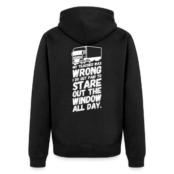 Truck driver truck lorry school - Unisex Premium Organic Zip Hoodie - black - Back - Nico (187cm)