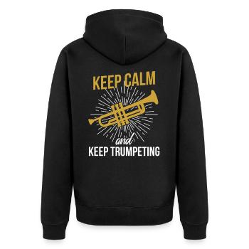 Trompete Trompeten Trompeter Ruhe - Unisex Premium Bio Zip Hoodie - Schwarz - Hinten - Nico (187cm)