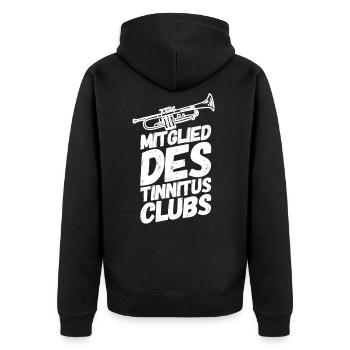 Trompete Trompeten Trompeter Club - Unisex Premium Bio Zip Hoodie - Schwarz - Hinten - Nico (187cm)