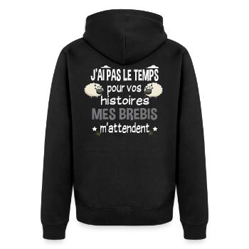 Brebis mouton laine agneau. Cadeau ferme agricole - Veste à capuche bio Premium Unisexe - noir - Dos - Nico (187cm)