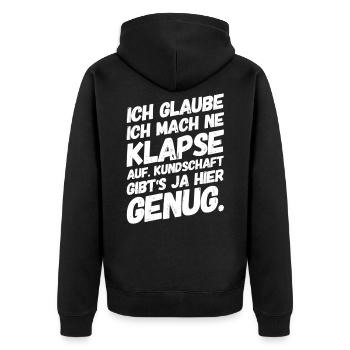 Lustige Sprüche Klapse Bürohumor - Unisex Premium Bio Zip Hoodie - Schwarz - Hinten - Nico (187cm)