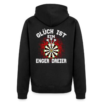Dart Darts Bullseye Dartspieler Dartboard Geschenk - Unisex Premium Bio Zip Hoodie - Schwarz - Hinten - Nico (187cm)