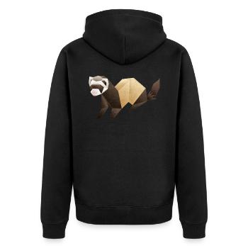 Origami Frettchen - Unisex Premium Bio Zip Hoodie - Schwarz - Hinten - Nico (187cm)