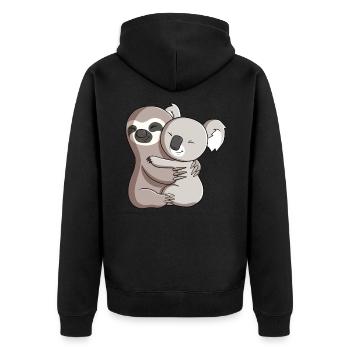 Paresseux et koala étreinte - Veste à capuche bio Premium Unisexe - noir - Dos - Nico (187cm)