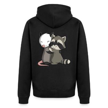 Opossum et raton laveur - Veste à capuche bio Premium Unisexe - noir - Dos - Nico (187cm)