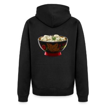 Russland Pelmeni Teller - Unisex Premium Bio Zip Hoodie - Schwarz - Hinten - Nico (187cm)